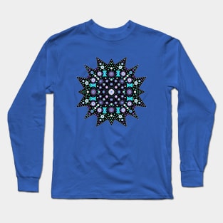 Starburst Mandala Light Blue-Purple-White Long Sleeve T-Shirt